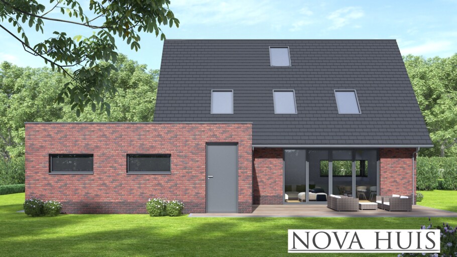 Moderne woning met zadeldak en carport – NOVA HUIS type 142