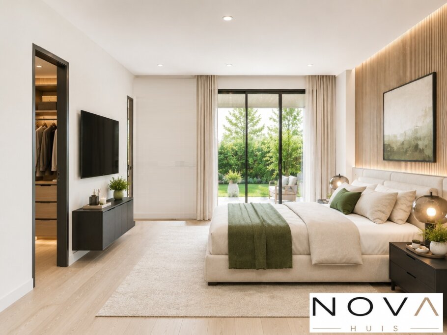 Modern interieur van kubistische villa K-377 met luxe leefruimten