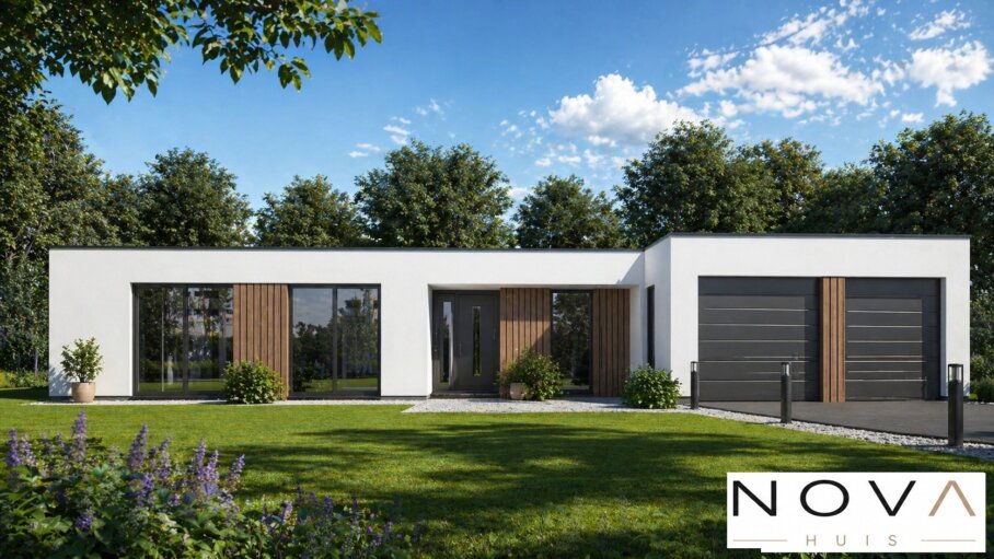 Moderne gelijkvloerse woning A-169 met plat dak – NOVA HUIS