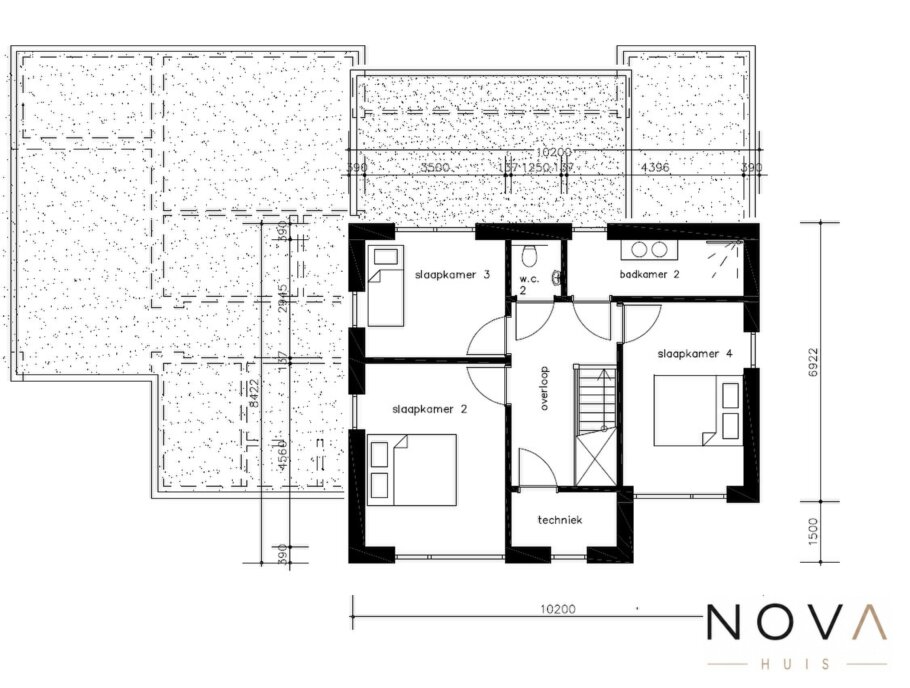 Plattegronden en indelingsmogelijkheden moderne kubistische villa K-377