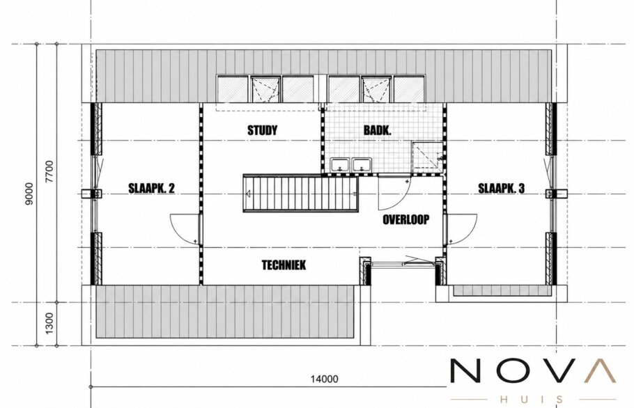 Plattegrond levensloopbestendige woning KAP-123 met slaapkamer en badkamer beneden
