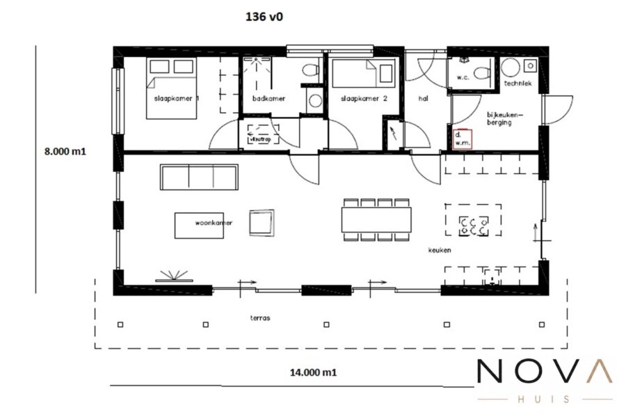 Moderne levensloopbestendige woning met zadeldak type A-136 van NOVA HUIS met alle woonfuncties op de begane grond