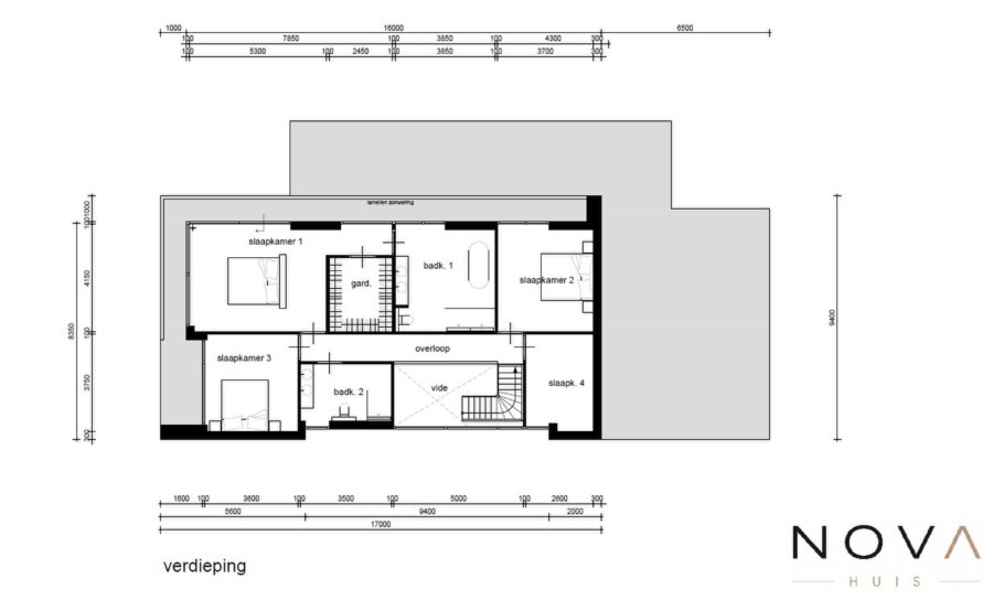 plattegrond en indeling voor villa K-382 versie XL 