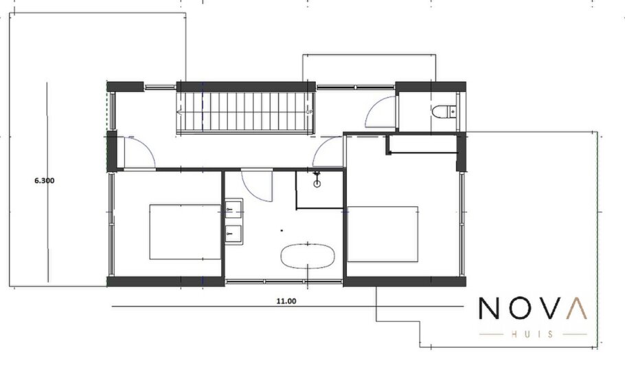 ontdek de plattegronden en indelingen van kubistische woning K-397 met slaapkamer beneden 