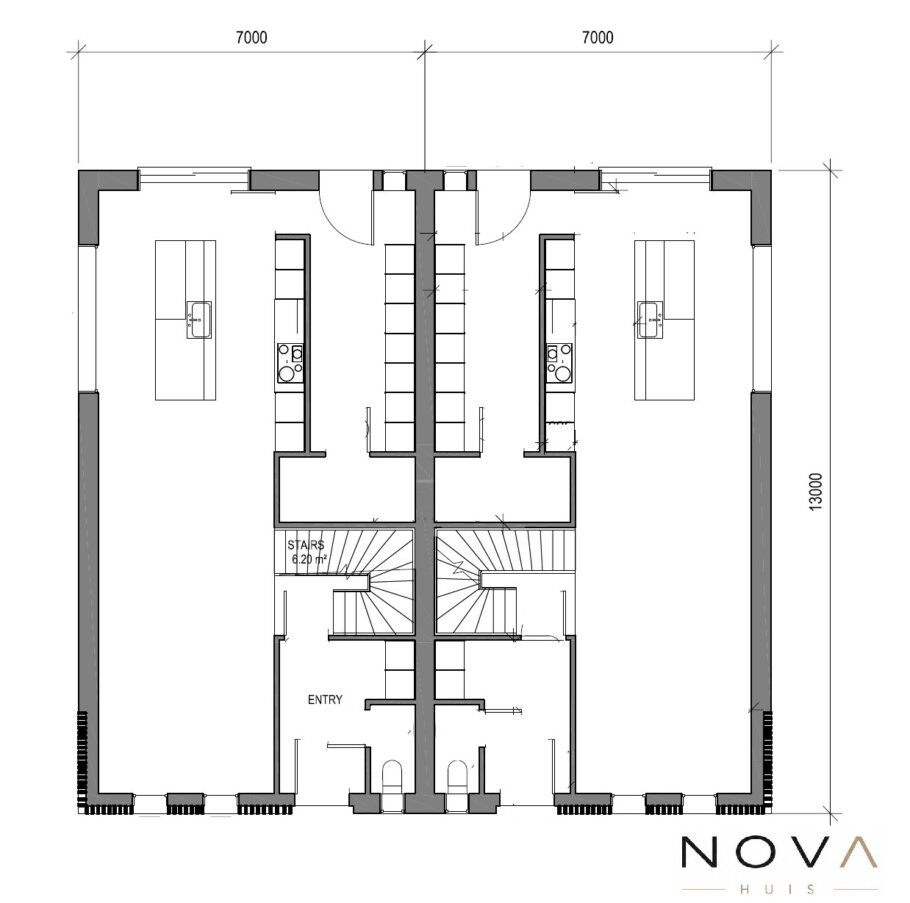 plattegronden en indelingen van geschakelde woningen TK-48 