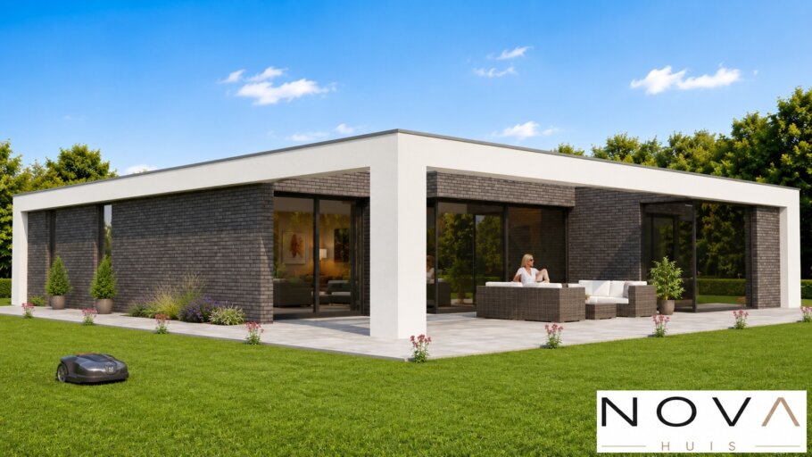 Moderne gelijkvloerse woning A-42 met plat dak en groot terras